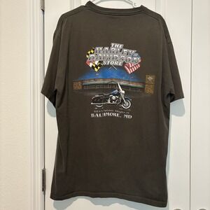 Harley Davidson Motorcycle Made In USA XL Brown Shirt 1997‎ Baltimore MD Vintage